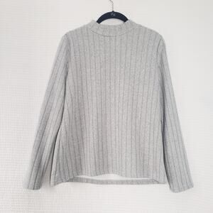 Shein Sweater Womens XL Gray Elegant Long Sleeve Ribbed Fleece Lined Stretch